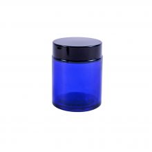 Słoik szklany niebieski 100 ml z czarną nakrętką